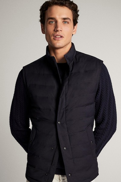 Navy Blue Technical Wool Gilet