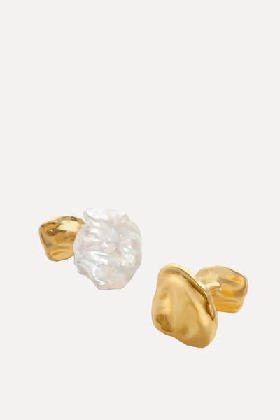 Keshi Pearl Asymmetric Cufflinks from Monica Vinader x Amy Powney