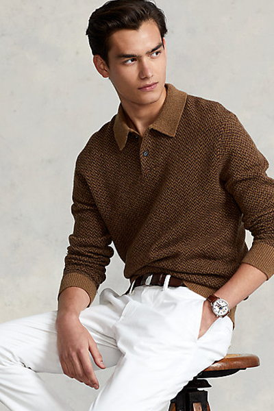 Herringbone Polo-Collar Jumper from Ralph Lauren