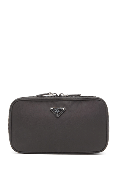 Triangle Logo-Plaque Nylon Wash Bag from Prada