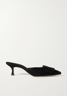 Maysale 50 Buckled Suede Mules from Manolo Blahnik