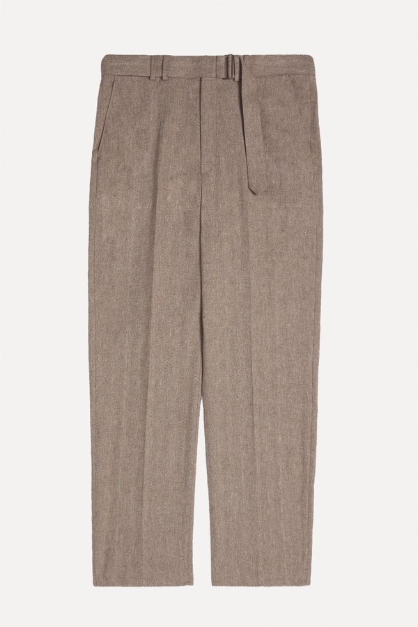 Herringbone Self Belt Trousers