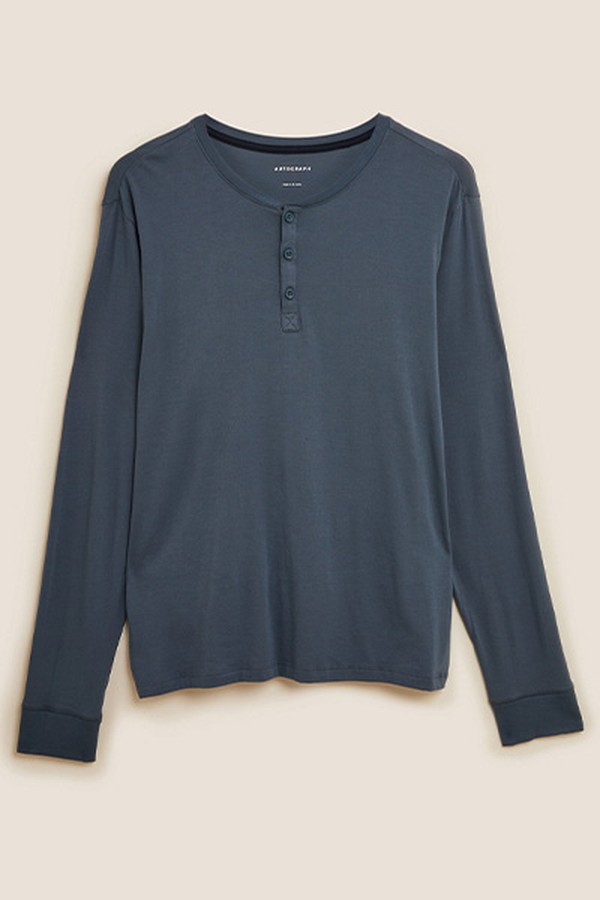 Premium Cotton Henley Pyjama Top from M&S