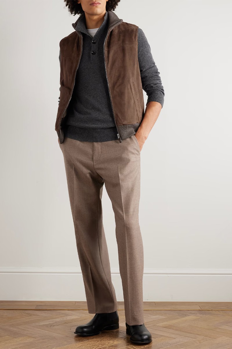 Padded Suede & Ribbed Wool Gilet from Canali