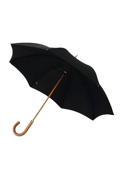Maple Cane Crook Handle Black Telescopic Foldable Umbrella from London Undercover