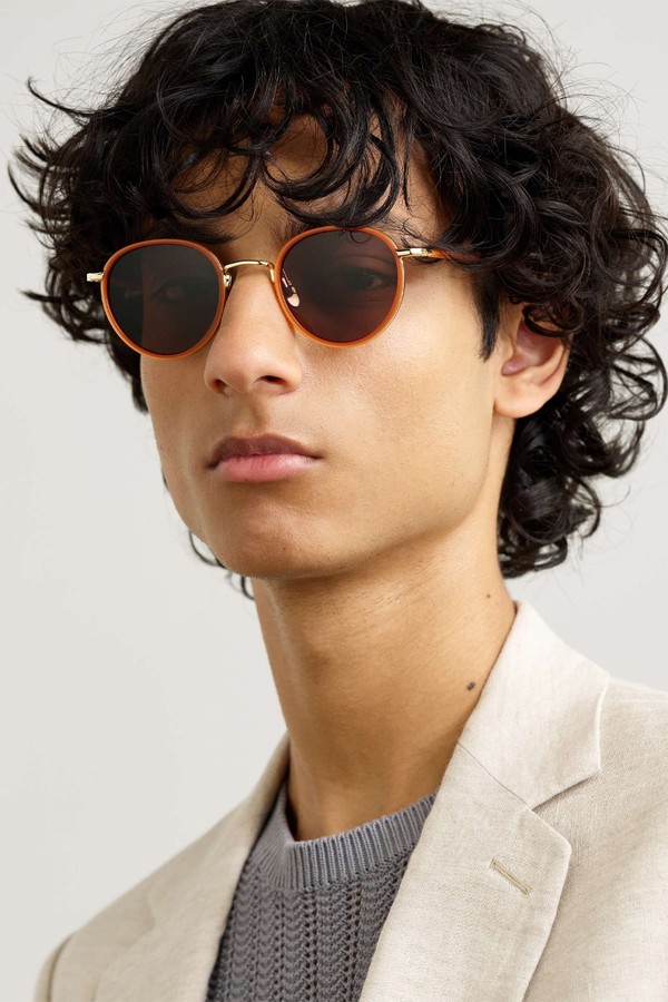 Cubitts Gifford Round-Frame Acetate and Gold-Tone Sunglasses