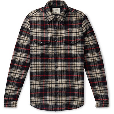 Checked Virgin Wool Blend Flannel Jacket from Aspesi