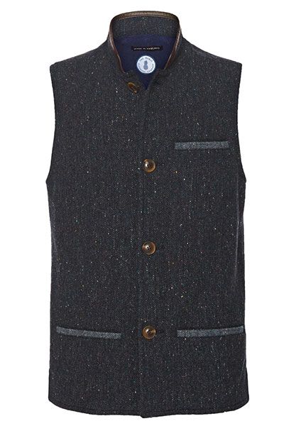 Shetland Tweed Nehru Gilet from Darzi Clothing