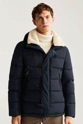 Faux Shearling Collar Quilted Jacket