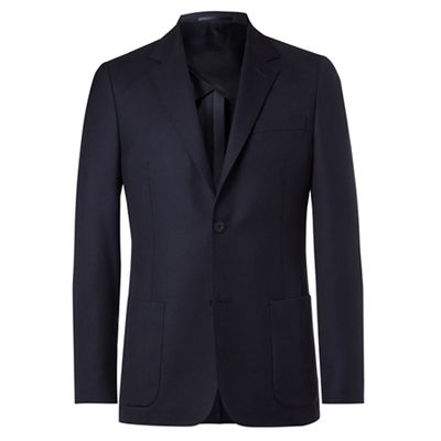 Navy Unstructured Worsted Wool Blazer from Mr P.