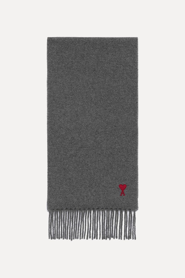 Ami De Coeur Monogram-Motif Wool Scarf from Ami Paris