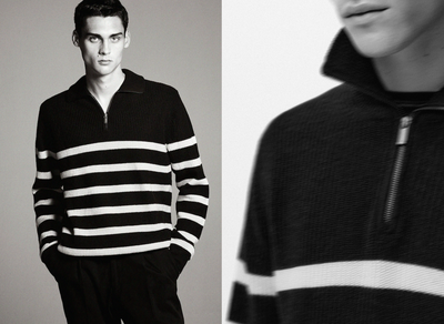 Striped Mock Neck Sweater With Zip, £59.95 | Massimo Dutti