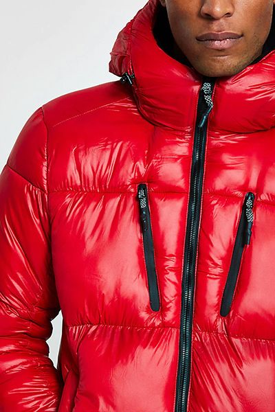 Red Double Zip Pocket Puffer Jacket