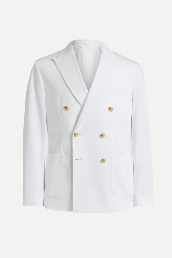 Slim Fit White Cotton Jacket from Moss