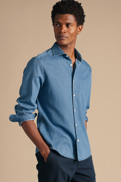 Cutaway Collar Denim Shirt from Charles Tyrwhitt