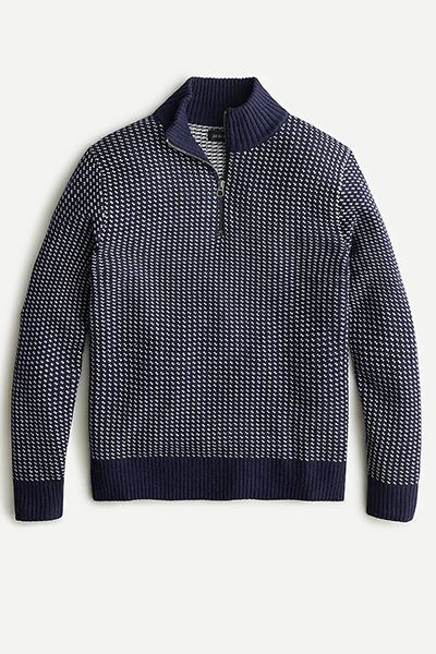 Rugged Merino Wool Birdseye Half Zip Sweater from J.Crew