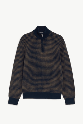Wool With Cashmere Half Zip Jumper