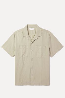 Michael Convertible-Collar Garment-Dyed Cotton & Linen-Blend Twill Shirt from Mr P