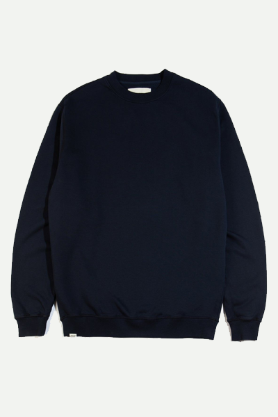 Coldingham Crew Sweats In Navy Backed Jersey