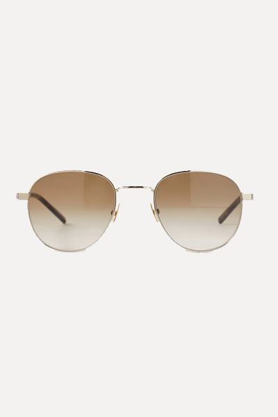 Round Metal-Acetate Sunglasses from Saint Laurent Eyewear