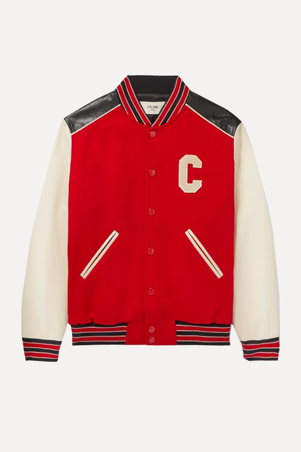 Teddy Appliquéd Mohair & Leather Bomber Jacket from Celine Homme