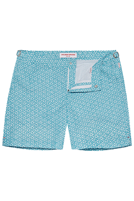 Maya Blue/White Orlando Print Mid-Length Swim Shorts