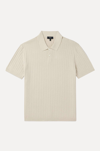 Cable-Knit Cotton-Blend Polo Shirt from Theory