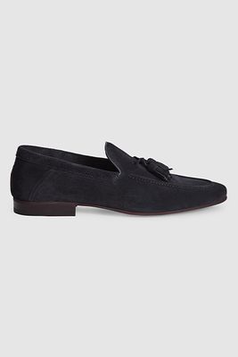 Larch Suede Tassel Loafers In Navy