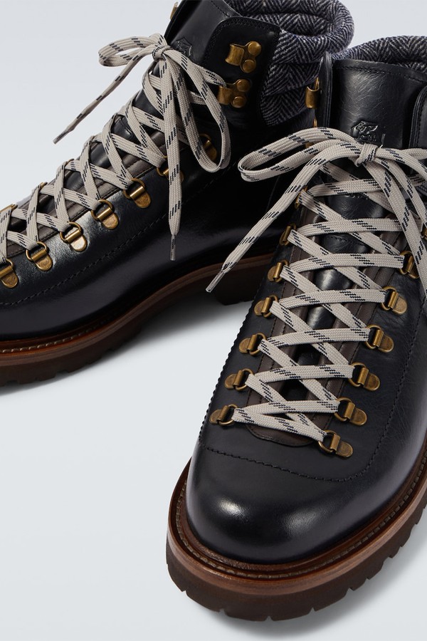 Leather Lace-Up Boots from Brunello Cucinelli