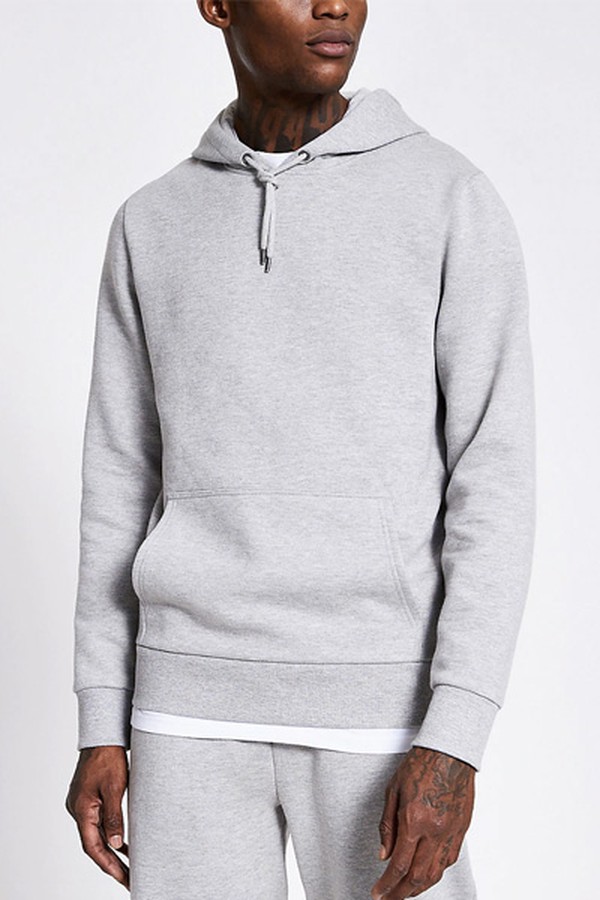 Grey Marl Long Sleeve Hoodie