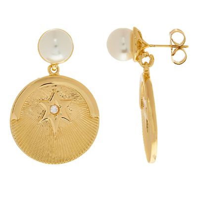 18ct Gold Plated Pendant Drop Earrings