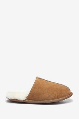 Signature Suede Sheepskin Lined Mule Slippers