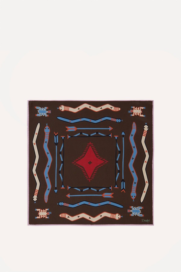 Tribal Print Silk Pocket Square