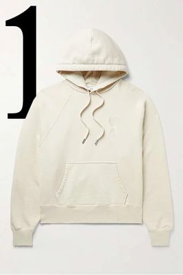Logo-Embroidered Organic Cotton-Jersey Hoodie from AMI Paris