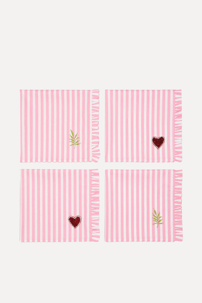 Heart & Foliage Striped Napkins from Abbie Walsh