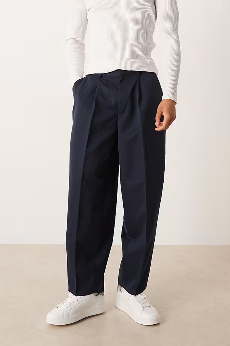 Smart Pleated Wide Barrel Leg Trousers from ASOS Design