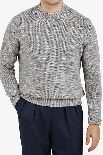 Grey Melange Cashmere Mock Neck from Altea