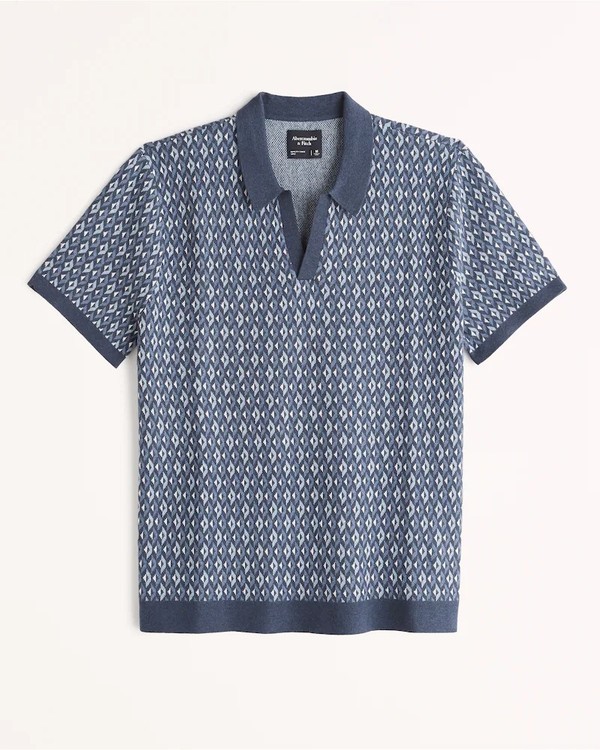 Johnny Collar Geometric Sweater Polo