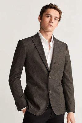 Slim Fit Houndstooth Suit Blazer