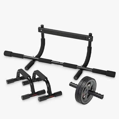 Ab Wheel, Pull Up & Press Up Bars Home Gym Kit from SPRI