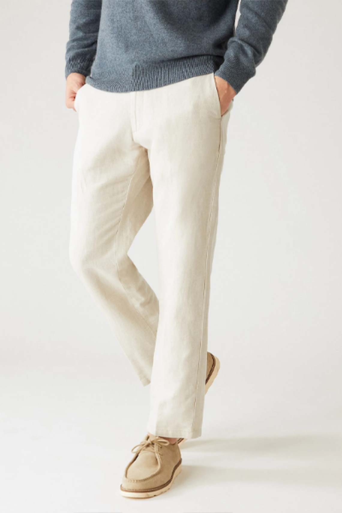 Regular Fit Linen Blend Trousers