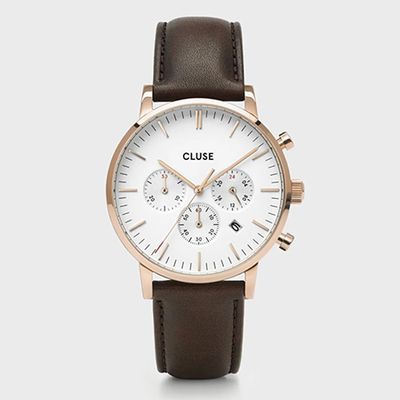 Aravis Chrono Leather Brown, Rose & Gold Watch