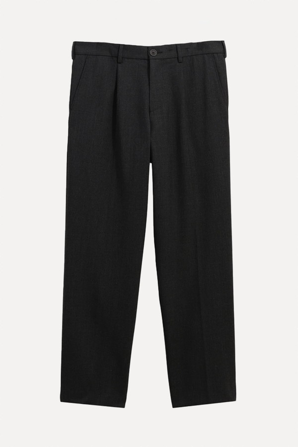 Aubyn Wool Blend Twill Pleated Trousers from Wax London