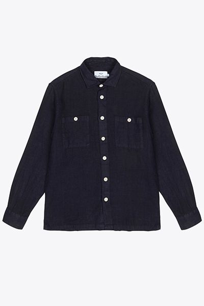 Whiting Overshirt Sky Captain Navy Linen