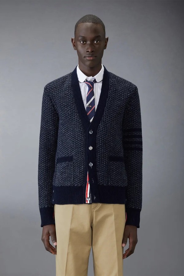 4-Bar V Neck Cardigan from Thom Browne