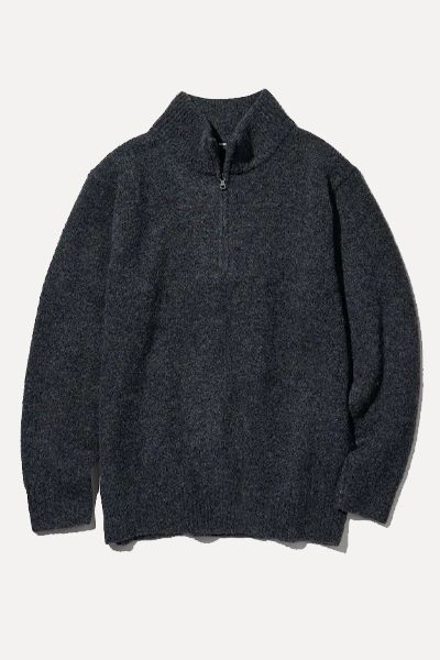 Soufflé Yarn Jacquard Half-Zipped Jumper from Uniqlo