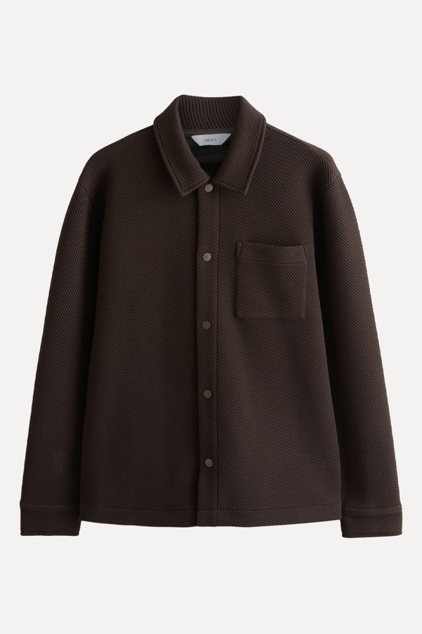 Diagonal Texture Jersey Shacket