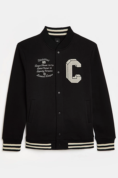 Regular Fit Varsity Bomber Jacket from River Island