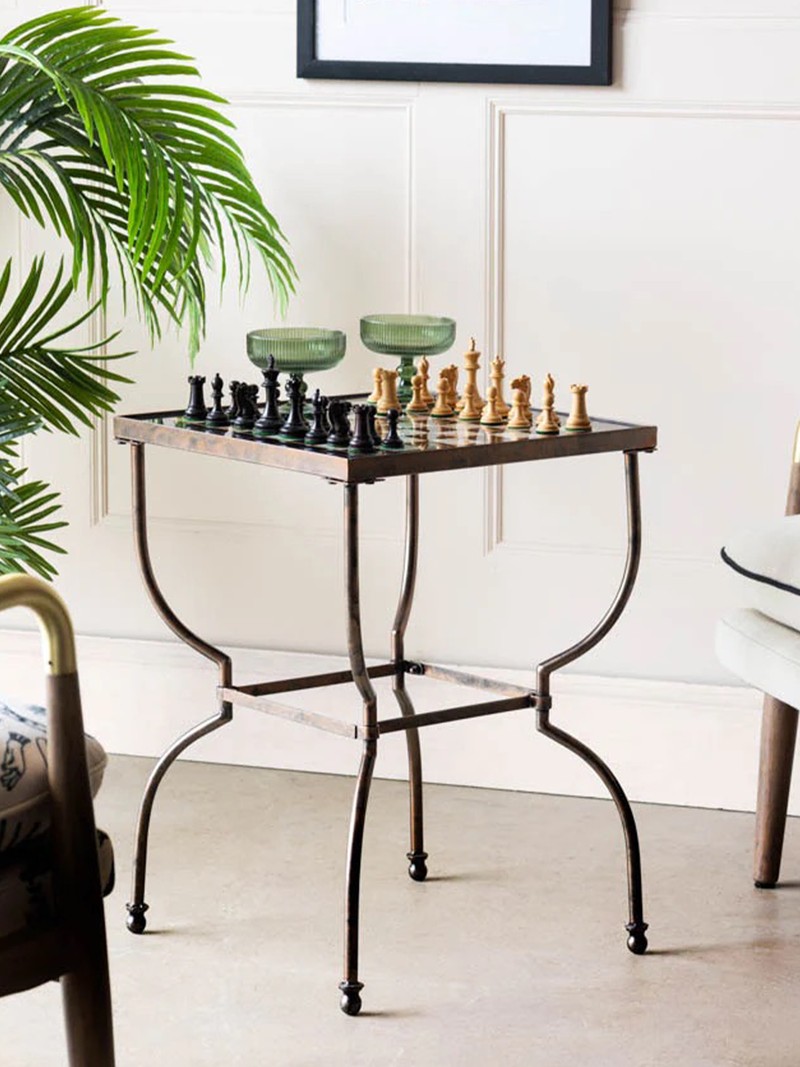 Bronze Effect Chess Table 