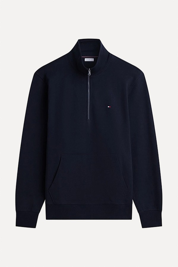 Flag Embroidery Terry Quarter-Zip Sweatshirt